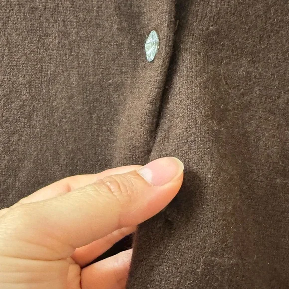 Embroidered Floral Flower Brown Cashmere Cardigan Sweater Size S - Picture 7 of 11